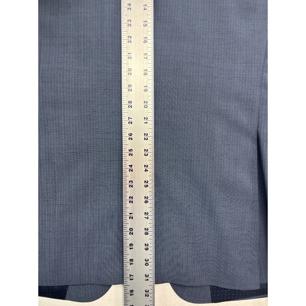 Hugo Boss‎ 42L 36x34 Edison Power Blue Stripe 2pc Pant Suit All Season Wool